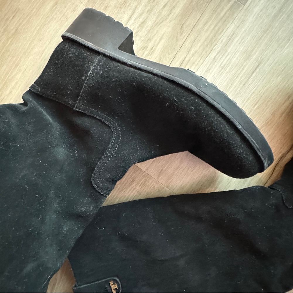 Tory Burch Wayland Tall Black Suede Boot Size 9 - Picture 11 of 12